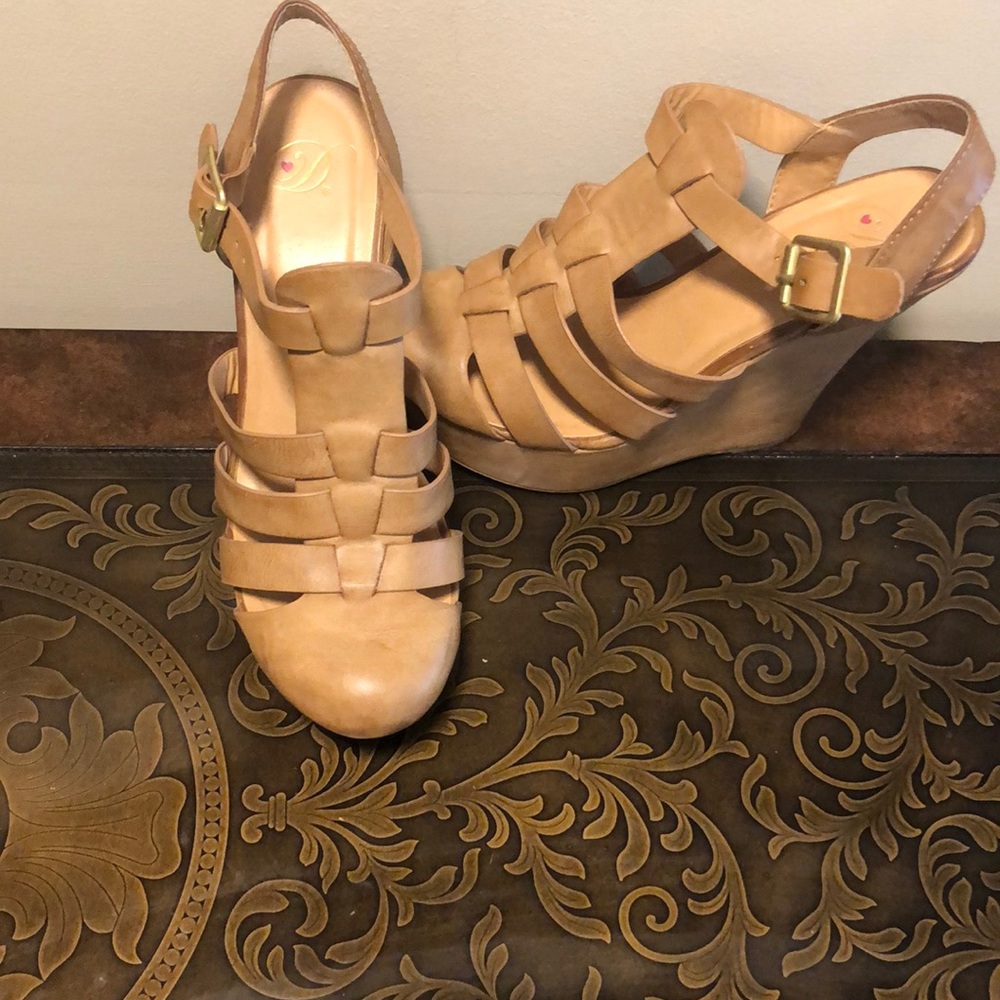 Nude wedge heel sandal